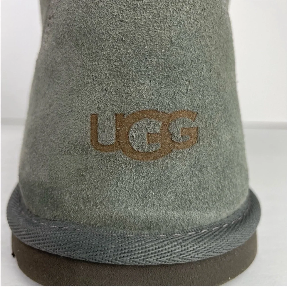 UGG Neumel Charcoal Gray Suede Leather Shearling Lace Up Warm Cozy Ankle Boots